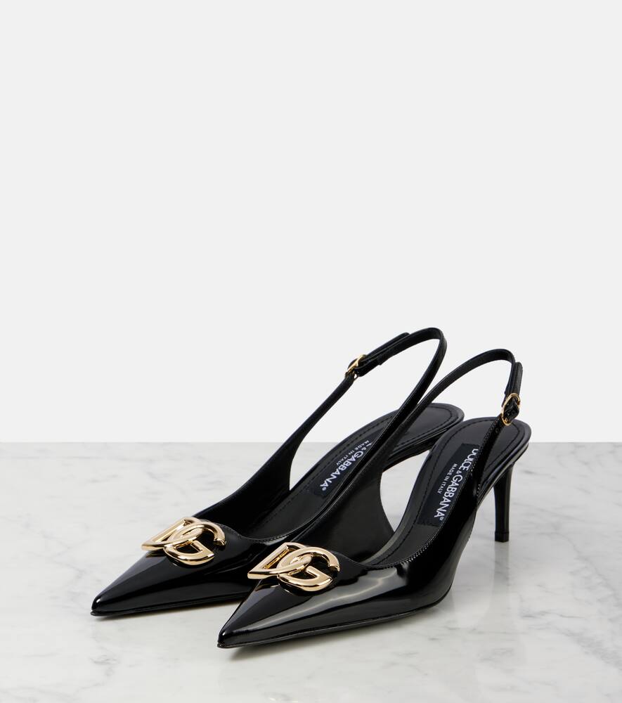 Dolce&Gabbana Logo leather slingback pumps