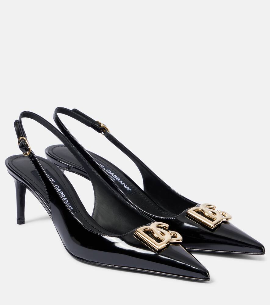 Dolce&Gabbana Logo leather slingback pumps