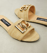 Dolce&Gabbana Logo raffia slides
