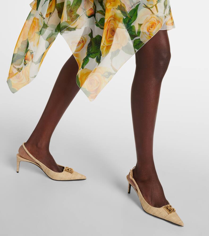 Dolce&Gabbana Logo raffia slingback pumps