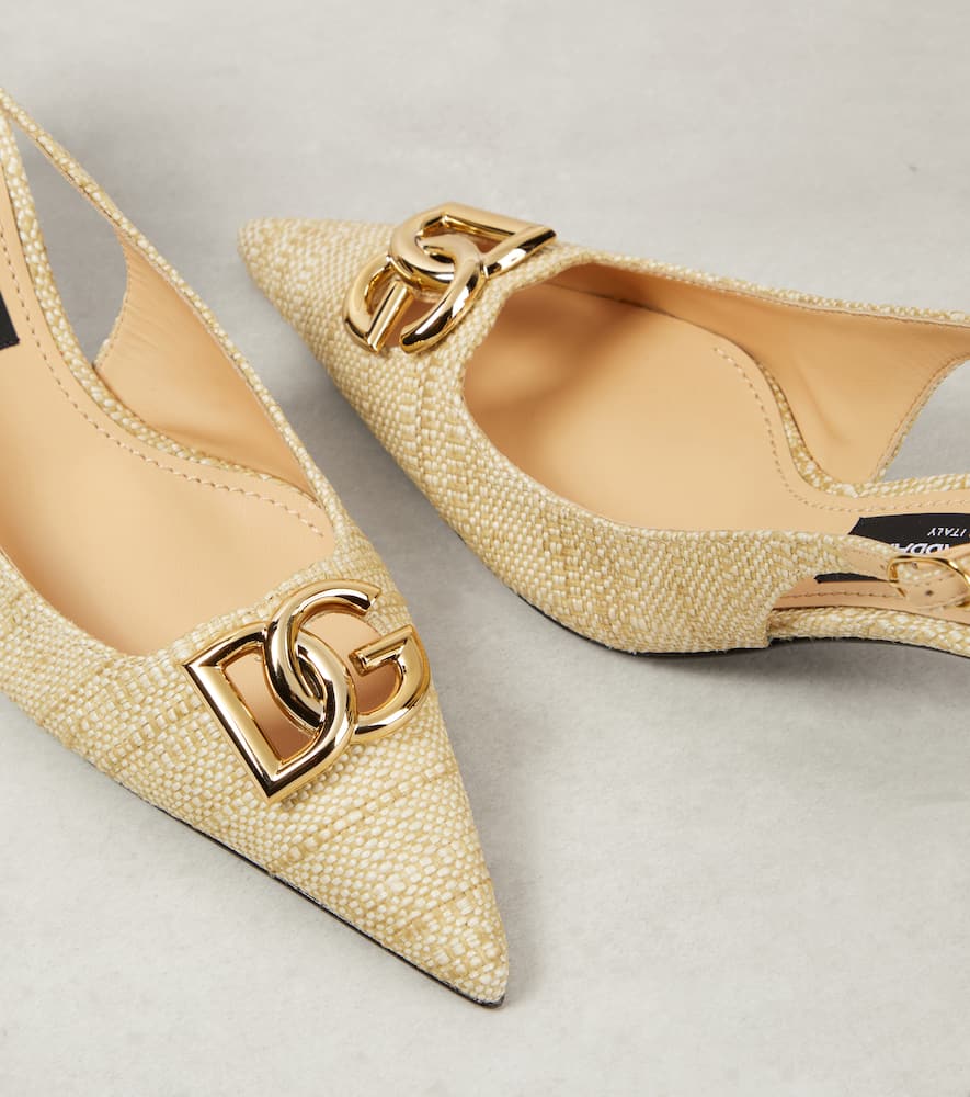 Dolce&Gabbana Logo raffia slingback pumps