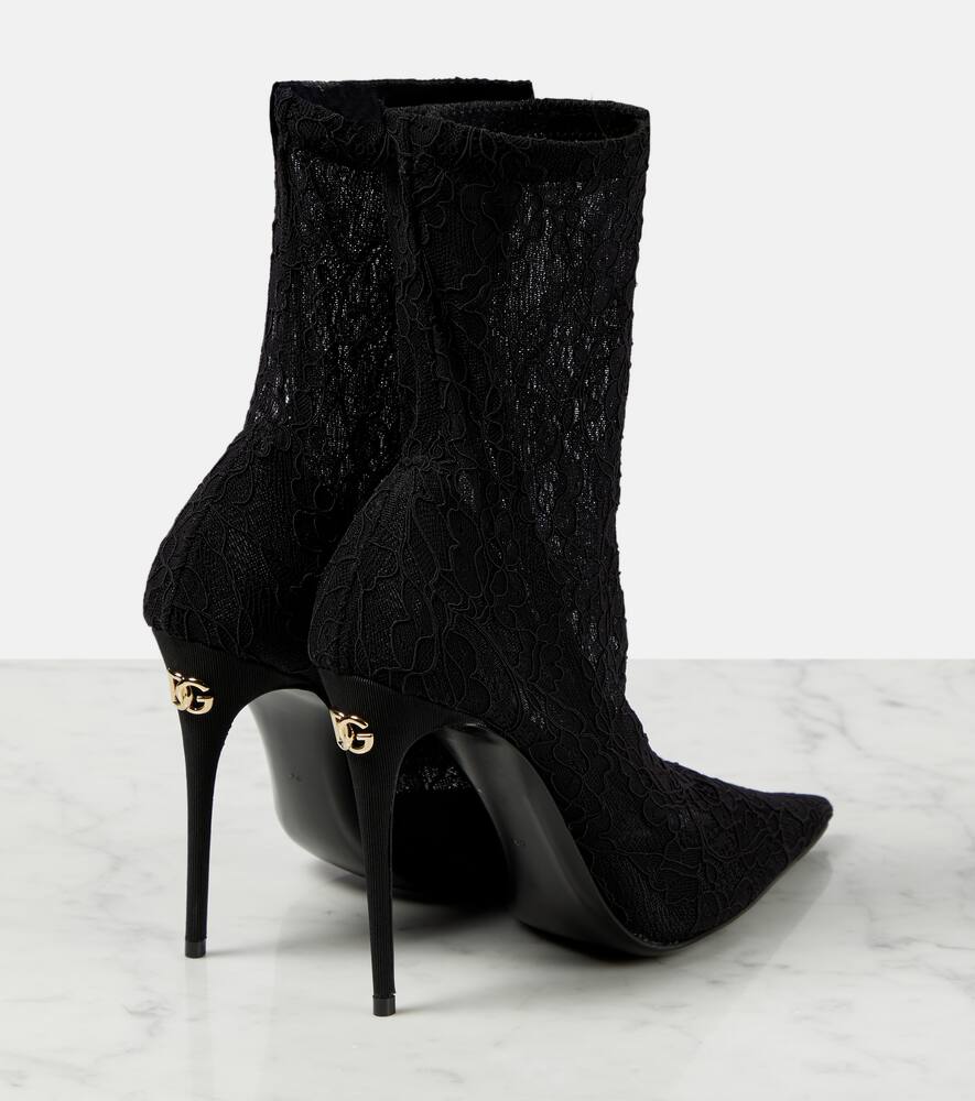 Dolce&Gabbana Lollo lace and leather ankle boots