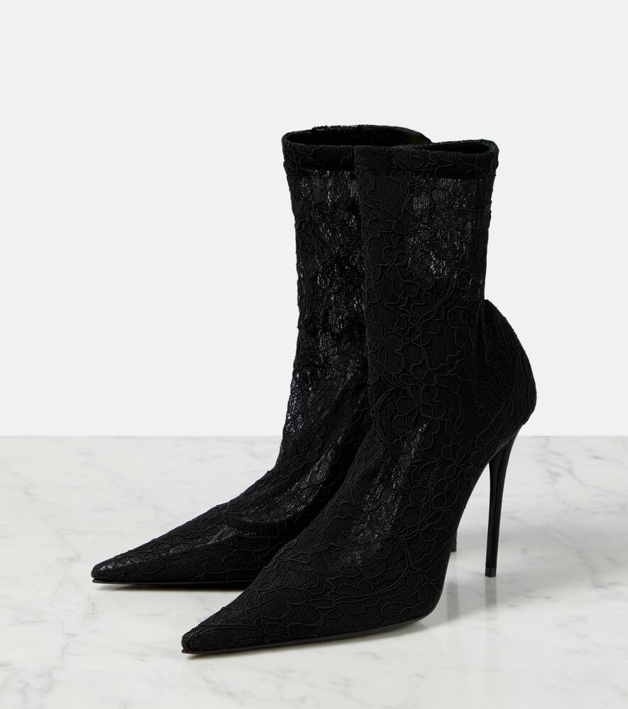 Dolce&Gabbana Lollo lace and leather ankle boots