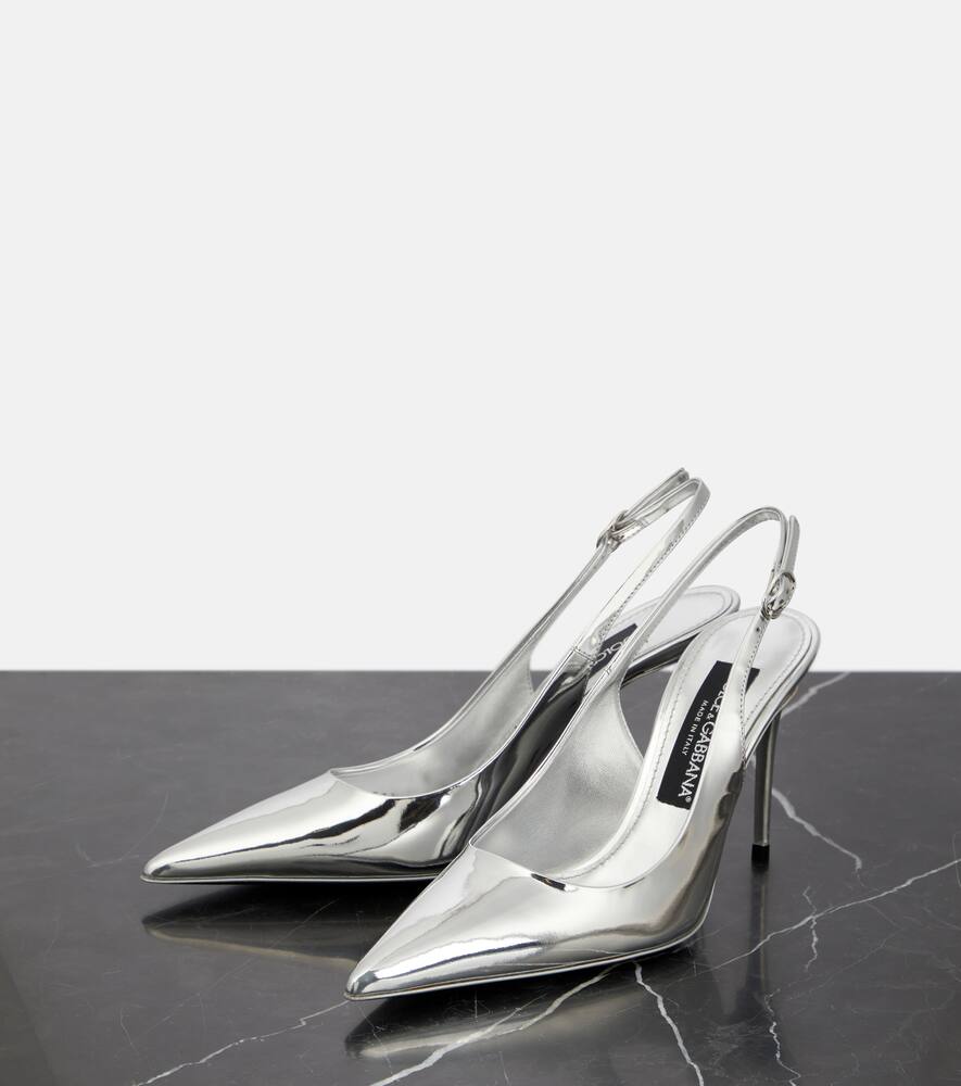 Dolce&Gabbana Lollo mirrored leather slingback pumps