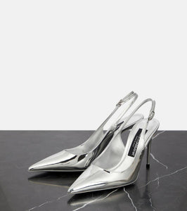 Dolce&Gabbana Lollo mirrored leather slingback pumps