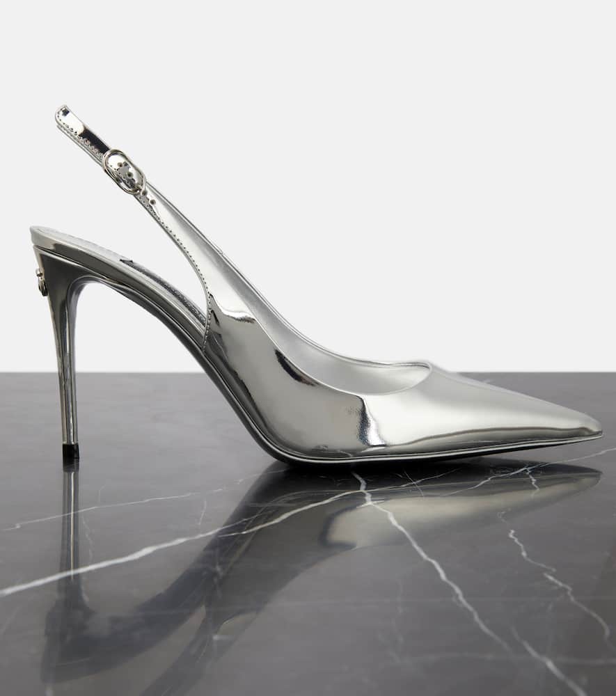 Dolce&Gabbana Lollo mirrored leather slingback pumps