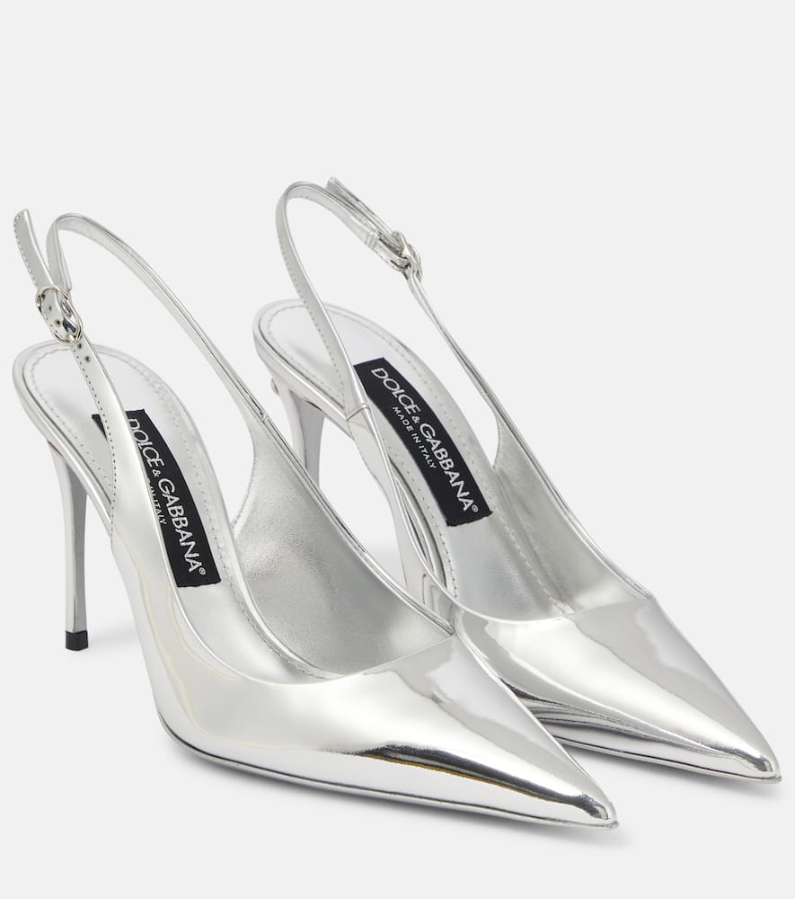 Dolce&Gabbana Lollo mirrored leather slingback pumps