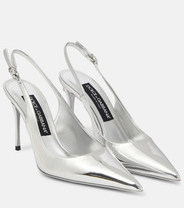 Dolce&Gabbana Lollo mirrored leather slingback pumps