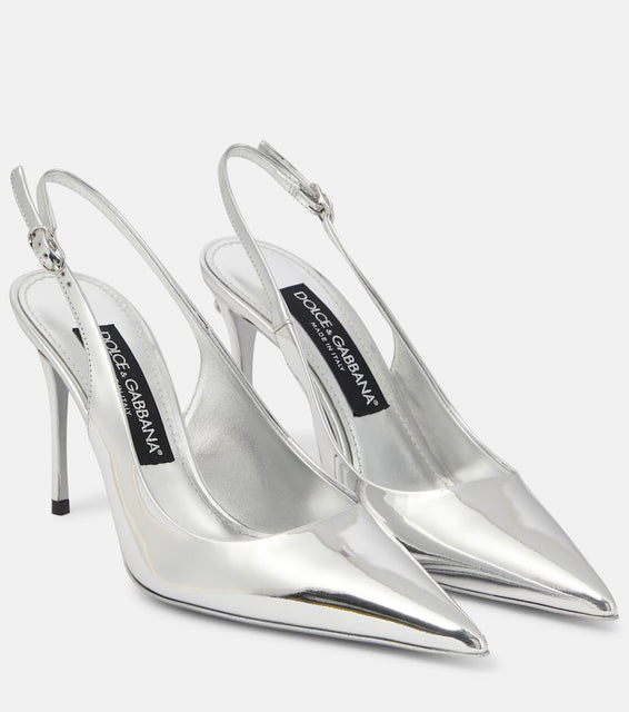 Dolce&Gabbana Lollo mirrored leather slingback pumps