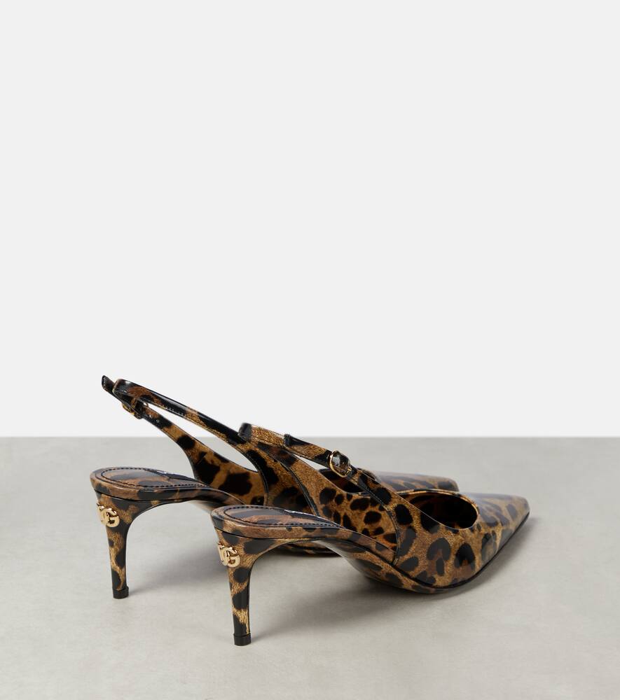 Dolce&Gabbana Lollo printed leather slingback pumps