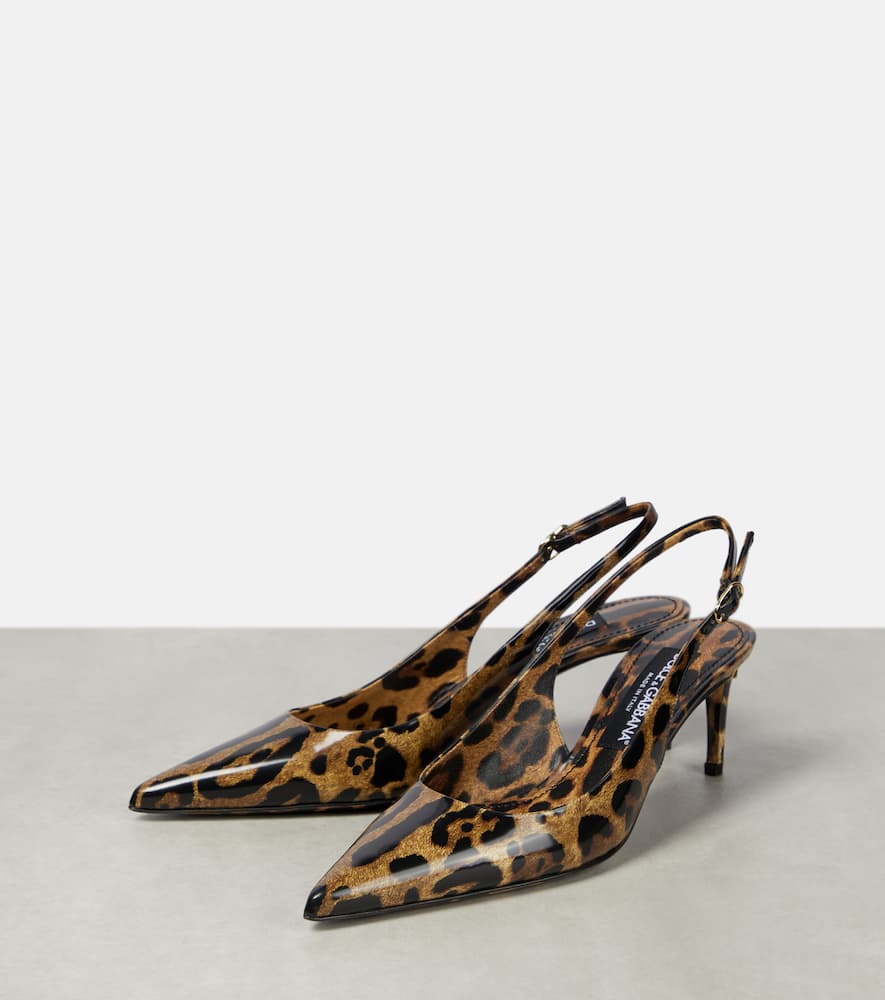 Dolce&Gabbana Lollo printed leather slingback pumps