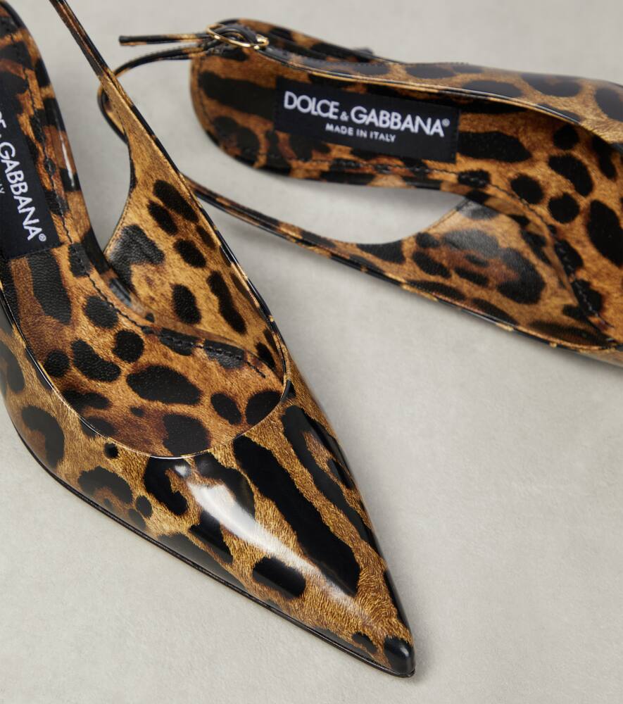Dolce&Gabbana Lollo printed leather slingback pumps