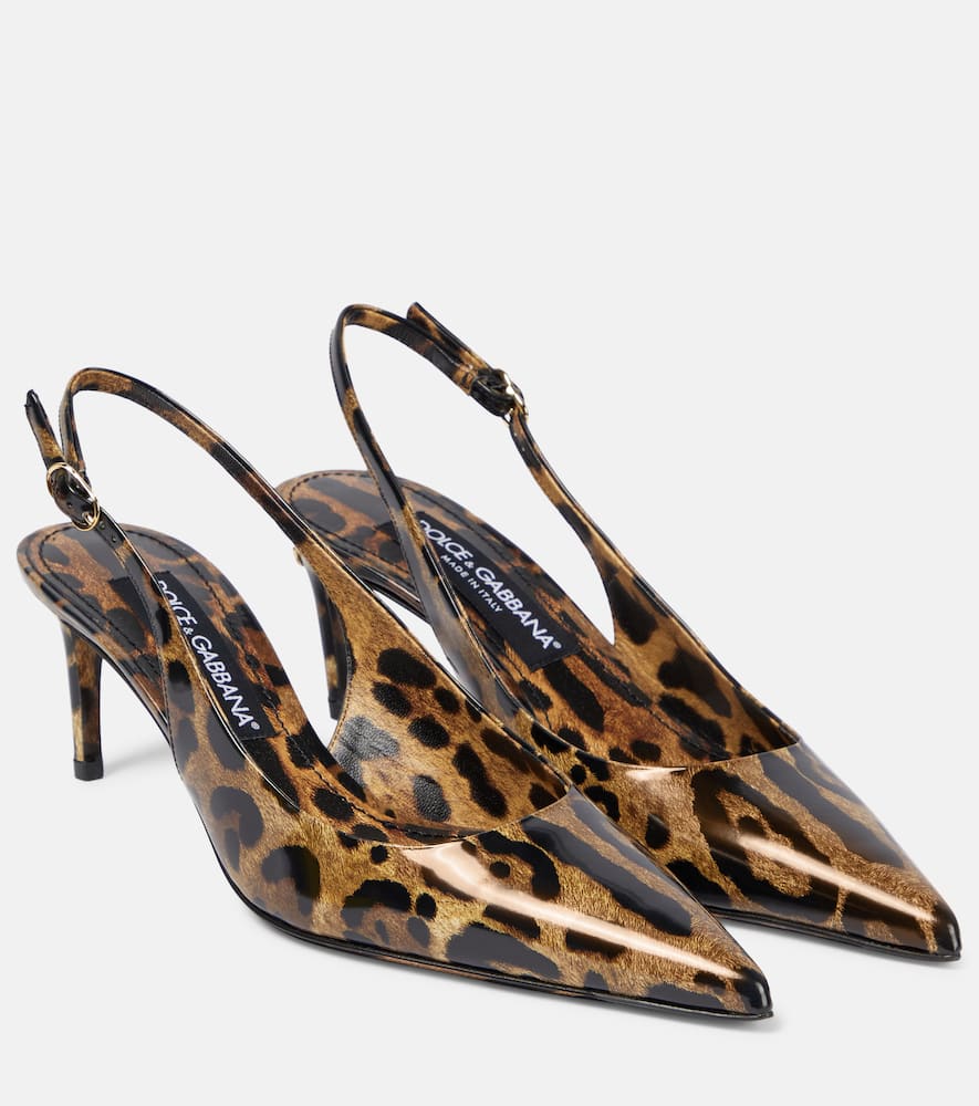 Dolce&Gabbana Lollo printed leather slingback pumps