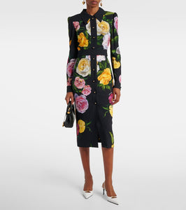 Dolce&Gabbana Longuette floral cady shirt dress