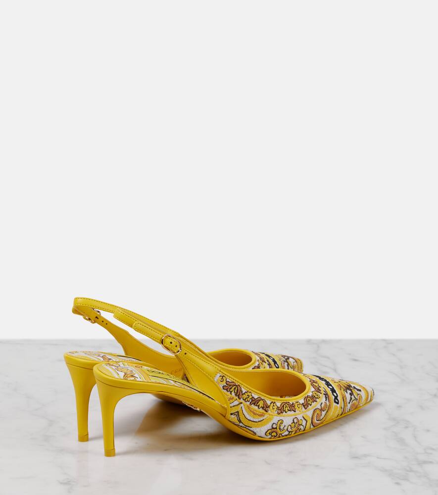 Dolce&Gabbana Majolica embroidered slingback pumps