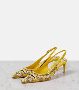 Dolce&Gabbana Majolica embroidered slingback pumps