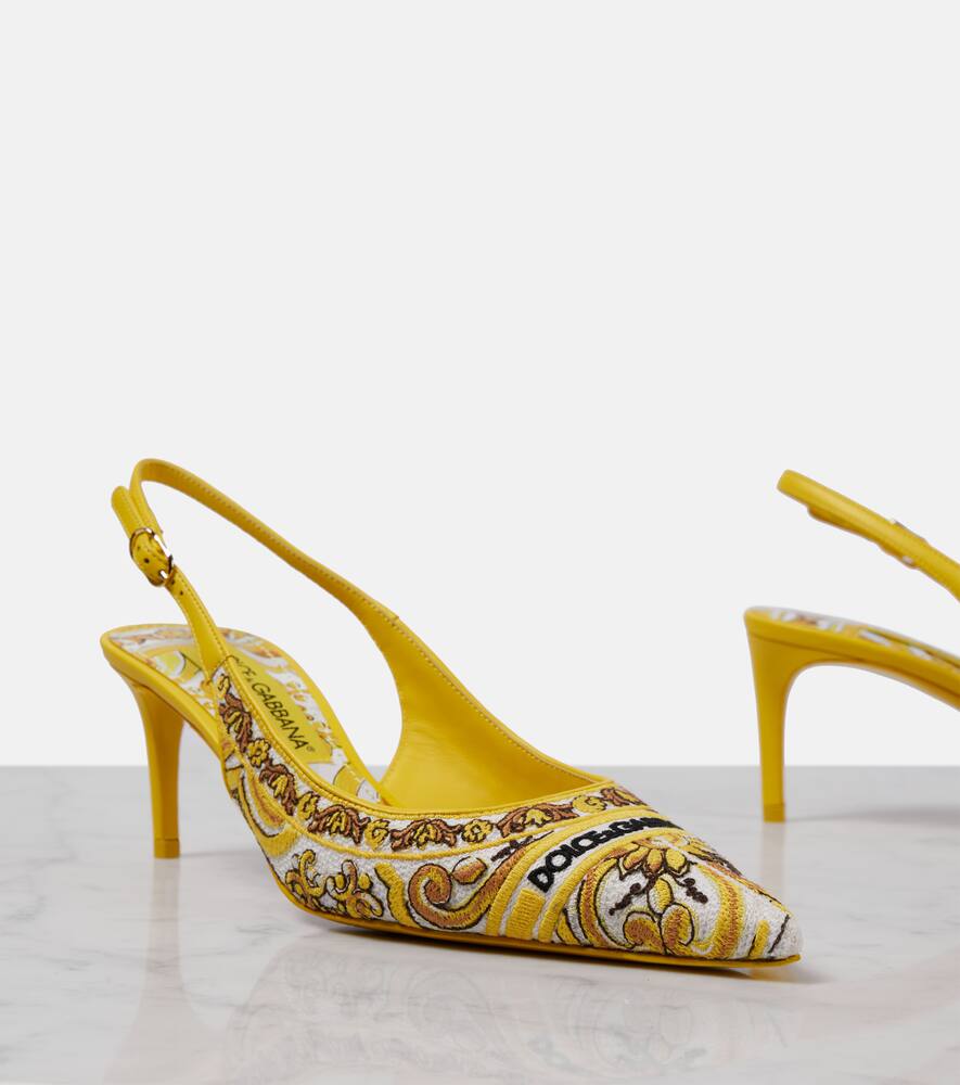 Dolce&Gabbana Majolica embroidered slingback pumps