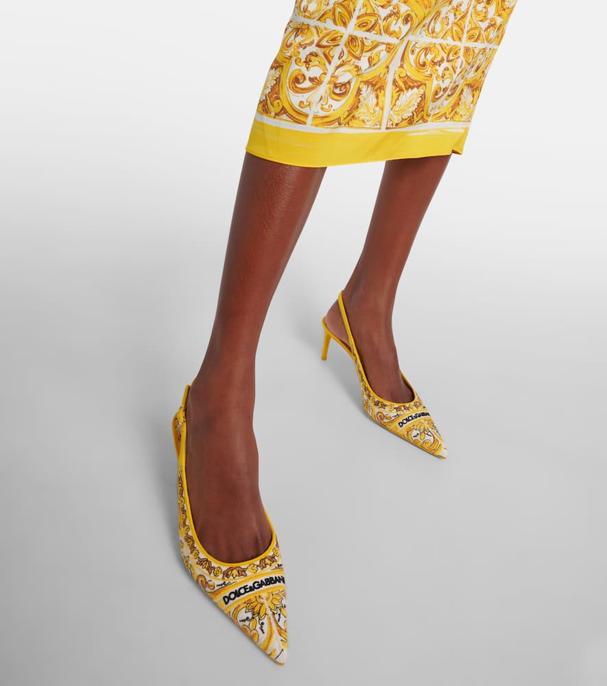 Dolce&Gabbana Majolica embroidered slingback pumps