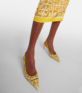 Dolce&Gabbana Majolica embroidered slingback pumps