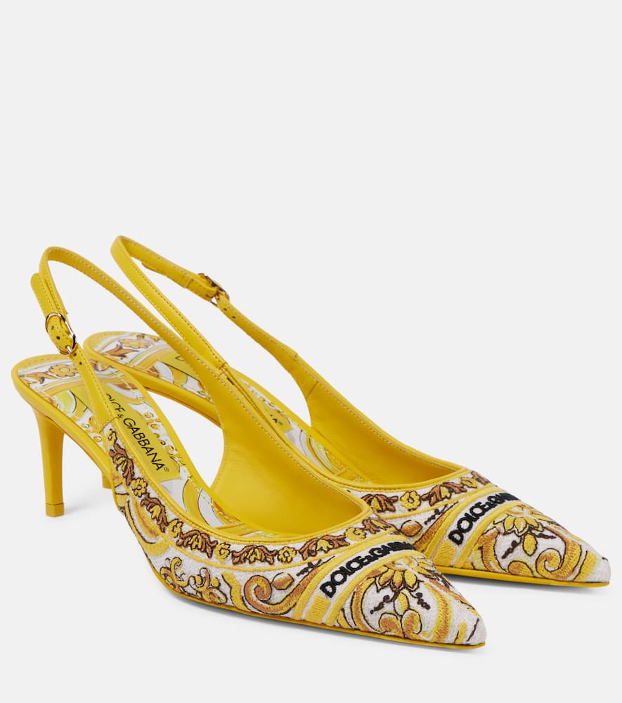Dolce&Gabbana Majolica embroidered slingback pumps