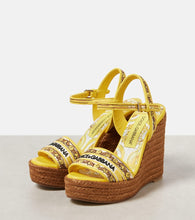Dolce&Gabbana Majolica leather-trimmed espadrille wedges
