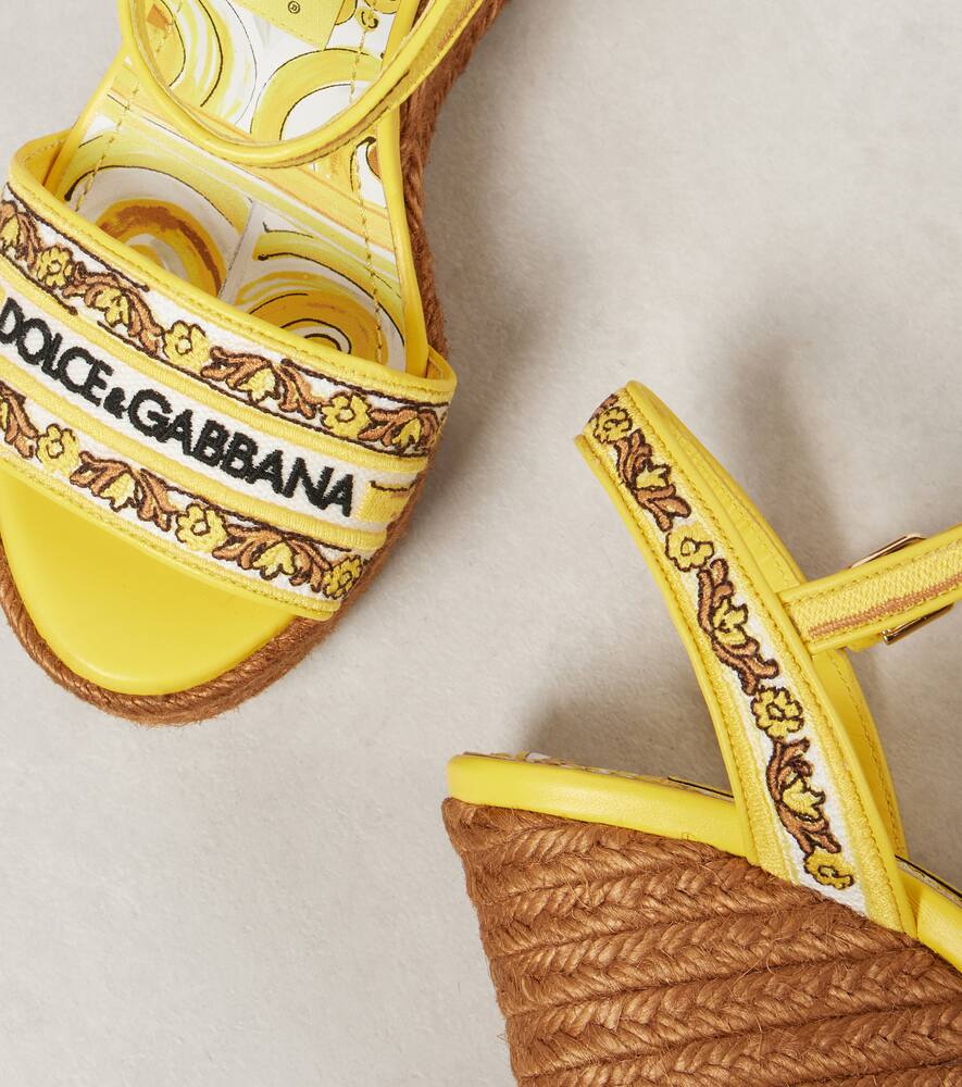 Dolce&Gabbana Majolica leather-trimmed espadrille wedges