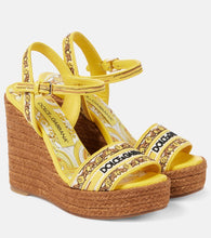 Dolce&Gabbana Majolica leather-trimmed espadrille wedges