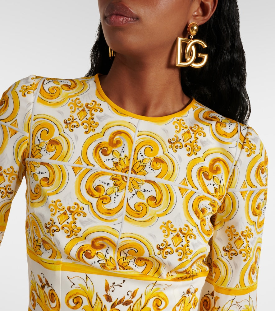 Dolce&Gabbana Majolica silk-blend charmeuse midi dress