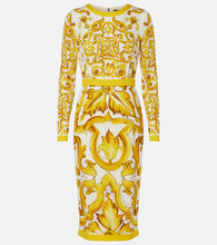 Dolce&Gabbana Majolica silk-blend charmeuse midi dress. Dolce&Gabbana Majolica 真丝混纺查米尤斯绸缎中长连衣裙