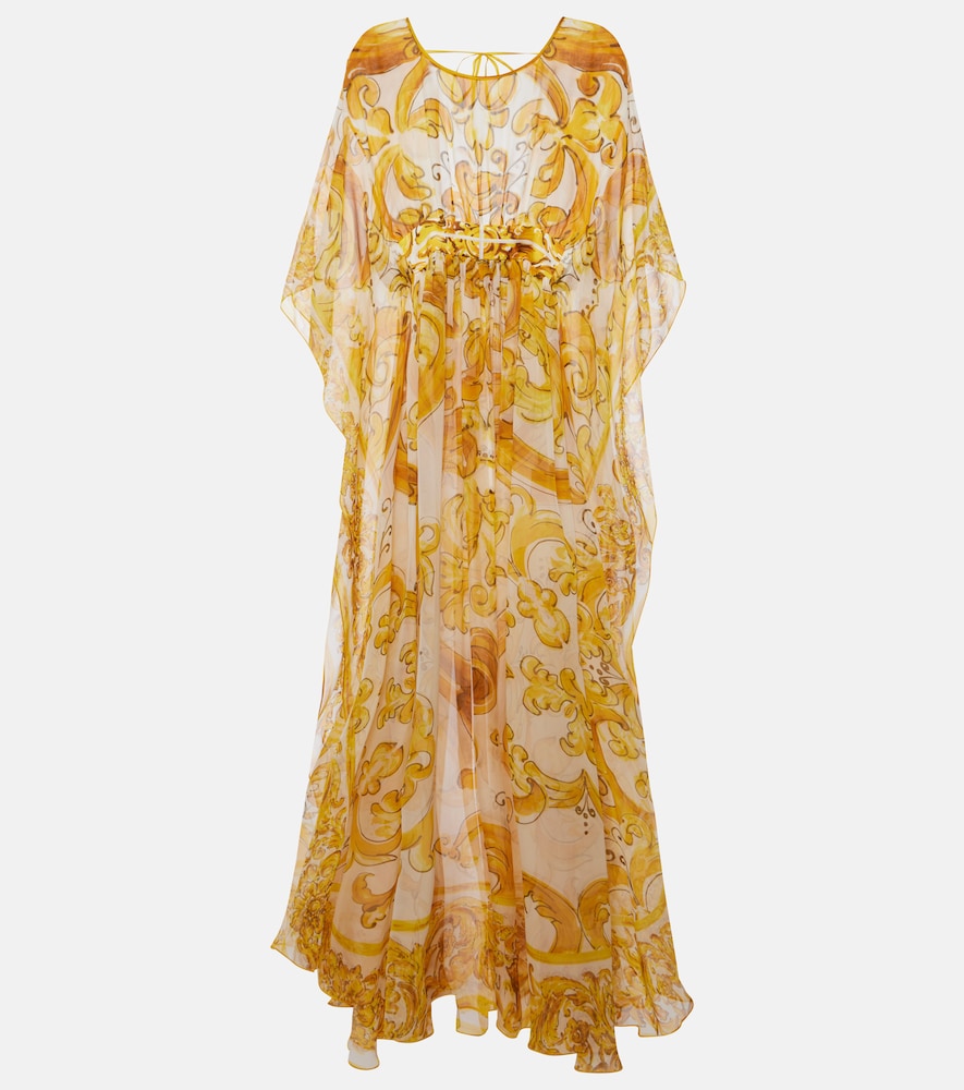 Dolce&Gabbana Majolica silk chiffon maxi dress. Dolce&Gabbana Majolica 真丝雪纺超长连衣裙