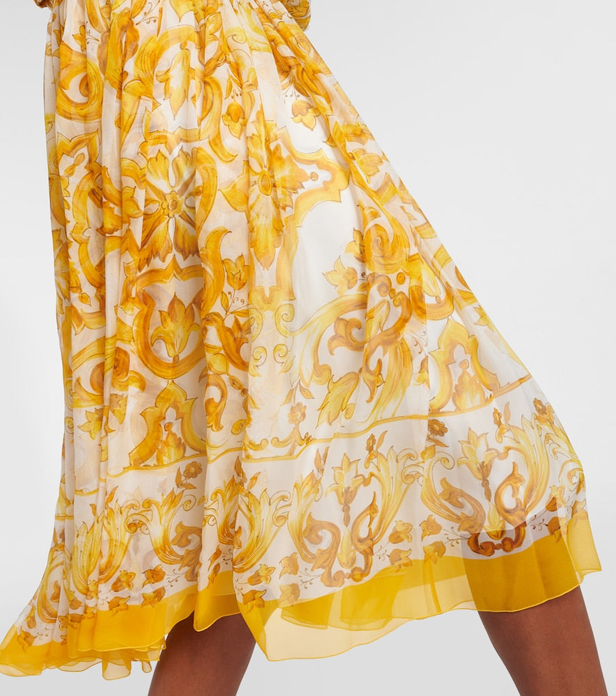 Dolce&Gabbana Majolica silk chiffon midi dress