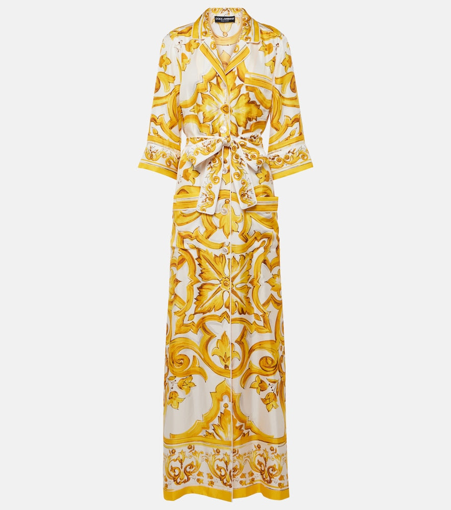 Dolce&Gabbana Majolica silk twill maxi dress. Dolce&Gabbana Majolica 真丝斜纹长裙