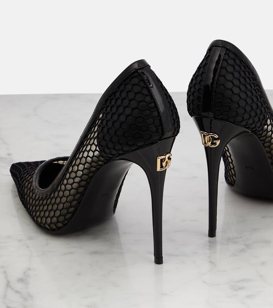 Dolce&Gabbana Mesh-trimmed leather pumps