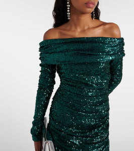 Dolce&Gabbana Off-shoulder sequined gown