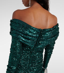 Dolce&Gabbana Off-shoulder sequined gown
