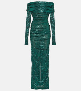 Dolce&Gabbana Off-shoulder sequined gown