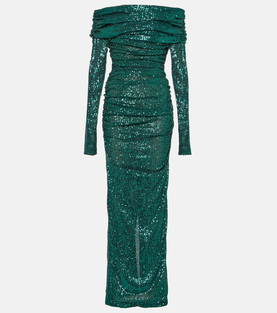 Dolce&Gabbana Off-shoulder sequined gown