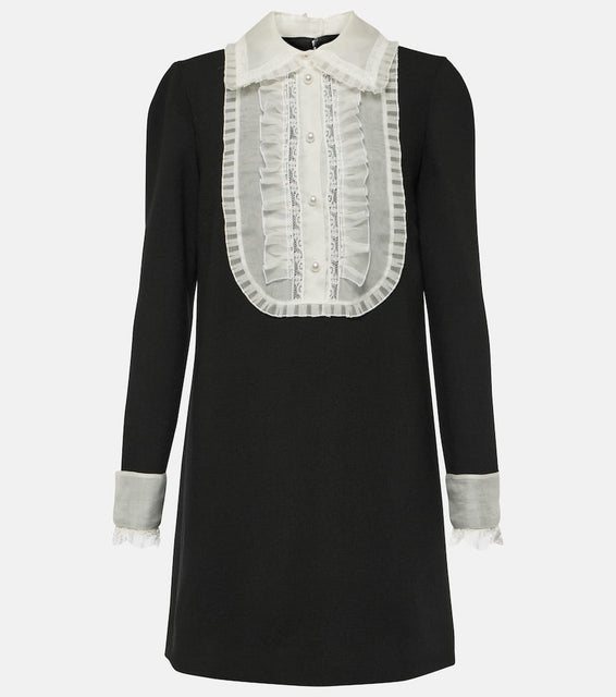 Dolce&Gabbana Organza-trimmed crêpe minidress