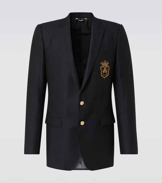 Dolce&Gabbana Patch-appliqu√É¬© wool and silk blazer