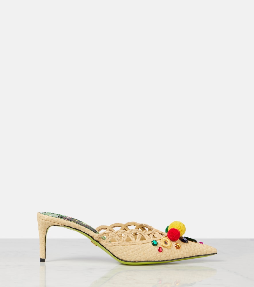 Dolce&Gabbana Pointy 60 embellished raffia mules