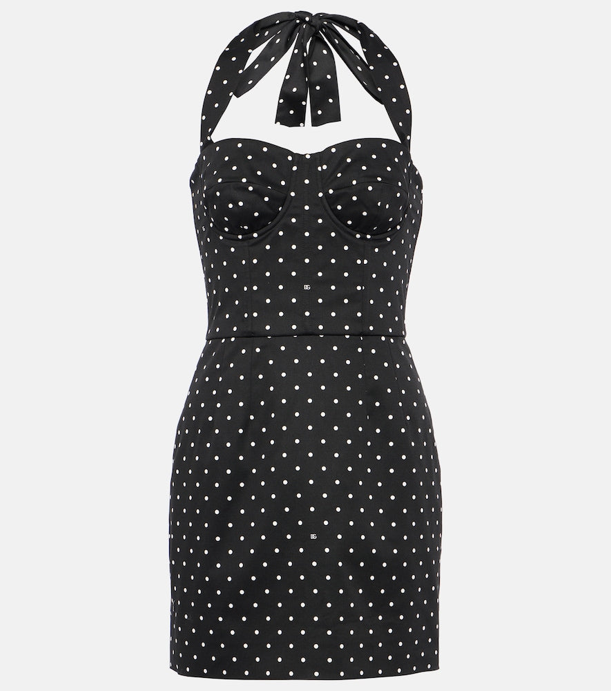 Dolce&Gabbana Polka-dot cotton-blend drill corset dress. Dolce&Gabbana 波点棉混纺斜纹布束身连衣裙