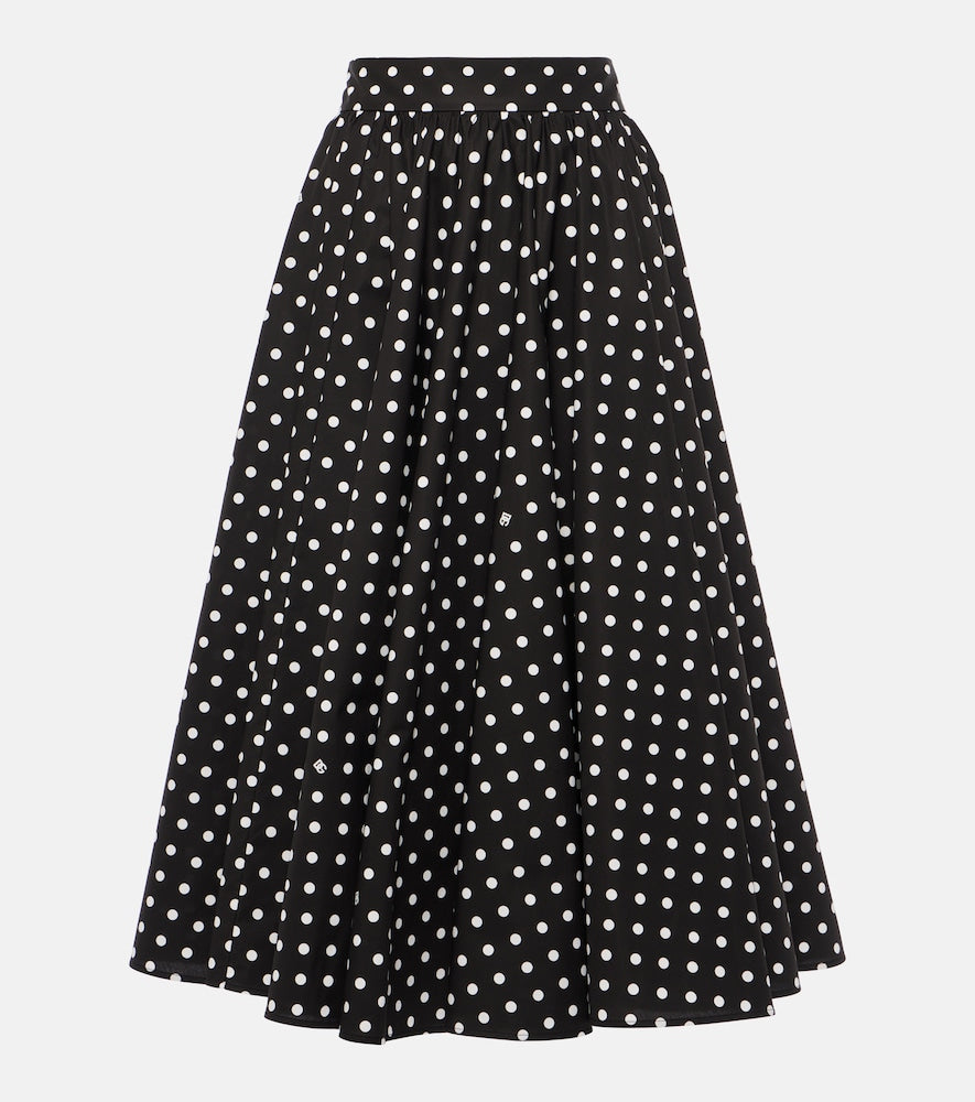 Dolce&Gabbana Polka-dot high-rise cotton poplin midi skirt - Dolce&Gabbana 波点高腰棉质府绸中长裙