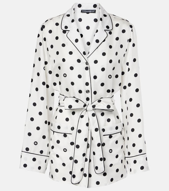 Dolce&Gabbana Polka-dot silk twill pajama shirt