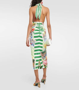 Dolce&Gabbana Portofino halterneck silk-blend midi dress