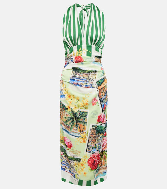 Dolce&Gabbana Portofino halterneck silk-blend midi dress