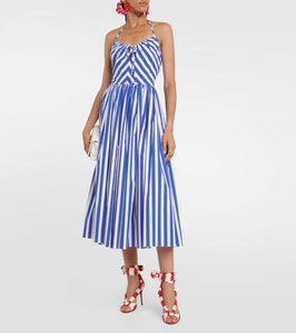 Dolce&Gabbana Portofino striped cotton midi dress