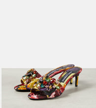 Dolce&Gabbana Rhinestone-embellished floral satin mules