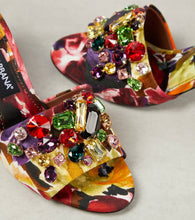Dolce&Gabbana Rhinestone-embellished floral satin mules