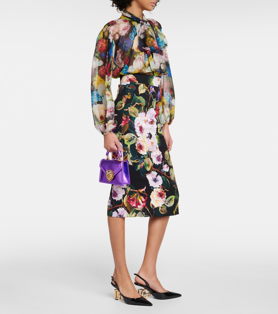 Dolce&Gabbana Rose Garden charmeuse midi skirt
