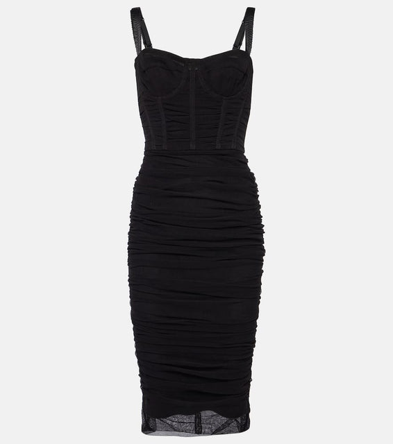 Dolce&Gabbana Ruched tulle midi dress